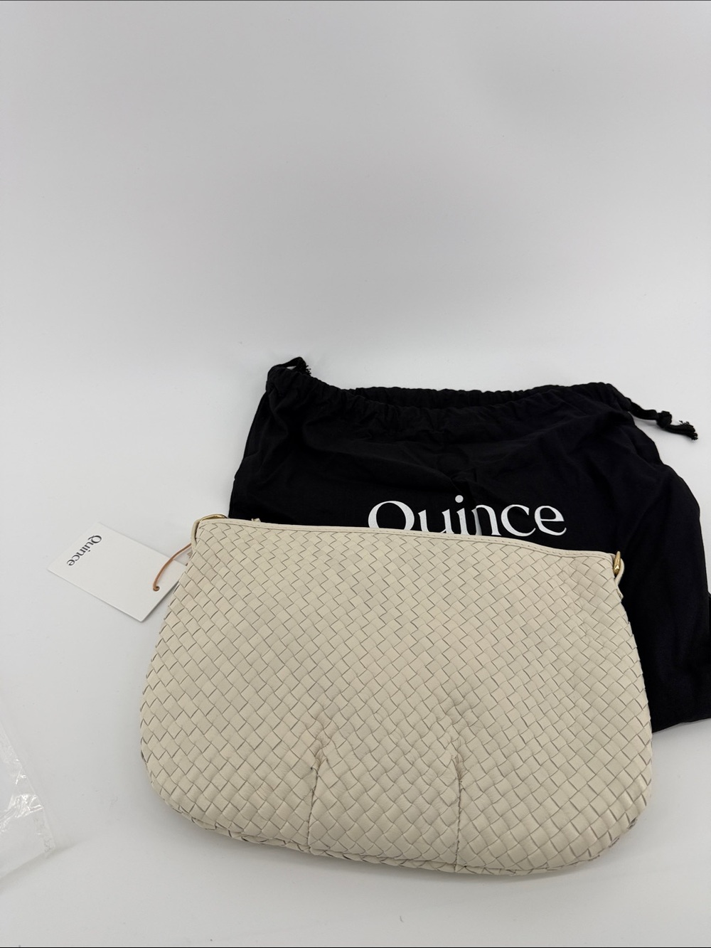 Quince Italian Handwoven Leather Mini Shoulder Bag bone new - Picture 6 of 7
